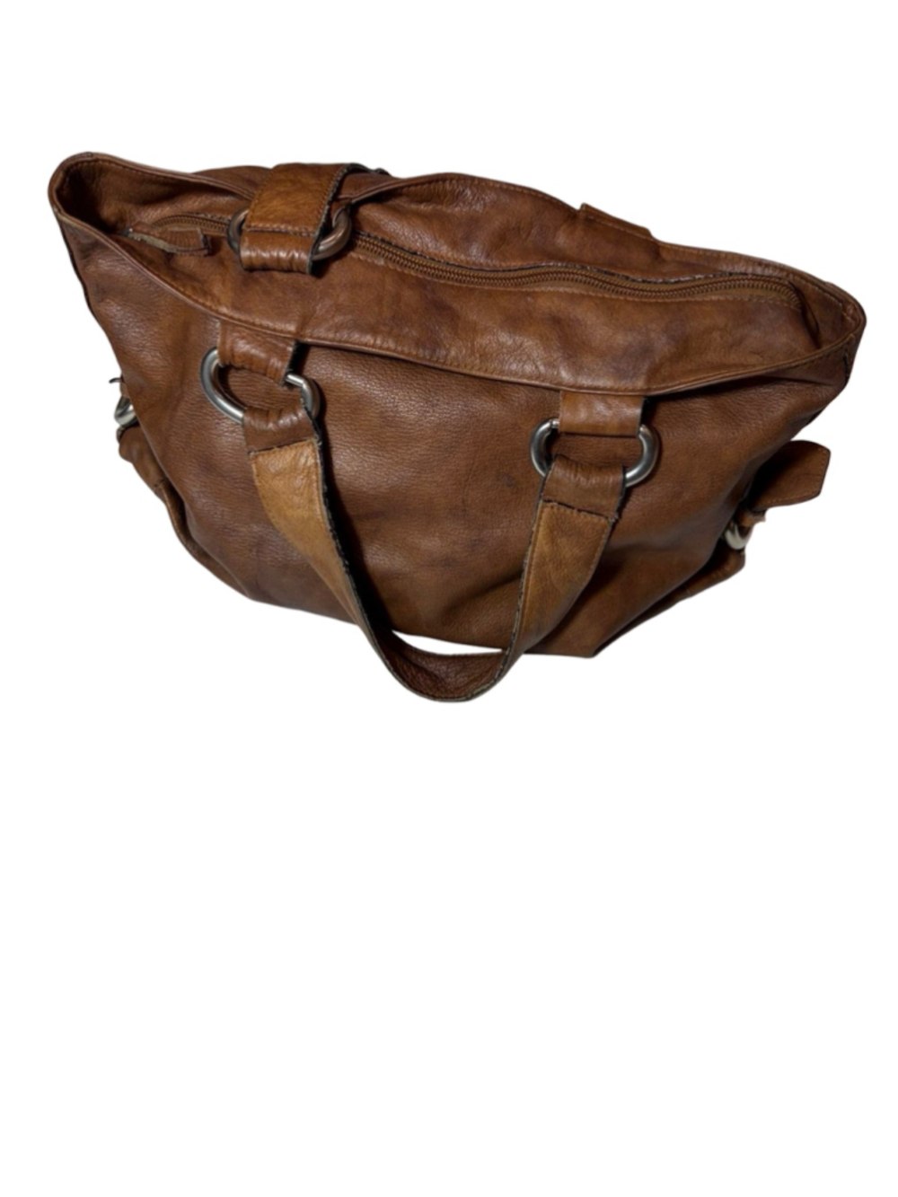 Lupo Brown Leather Shoulder Bag Slouchy Buckle Satchel Boho Handbag